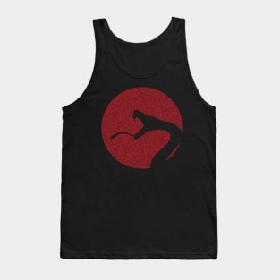Distressed Minimalistic Sun Snake Silhouette Red Tank Top